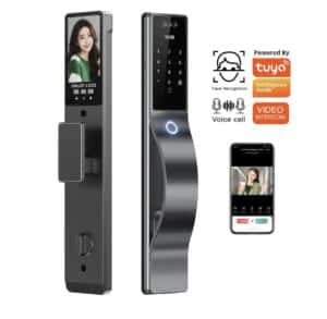 Slim Video Deurslot met Gezichtsherkenning & Camera – Tuya WiFi Smart Lock – Vingerafdruk, Code & App – 3D Face ID