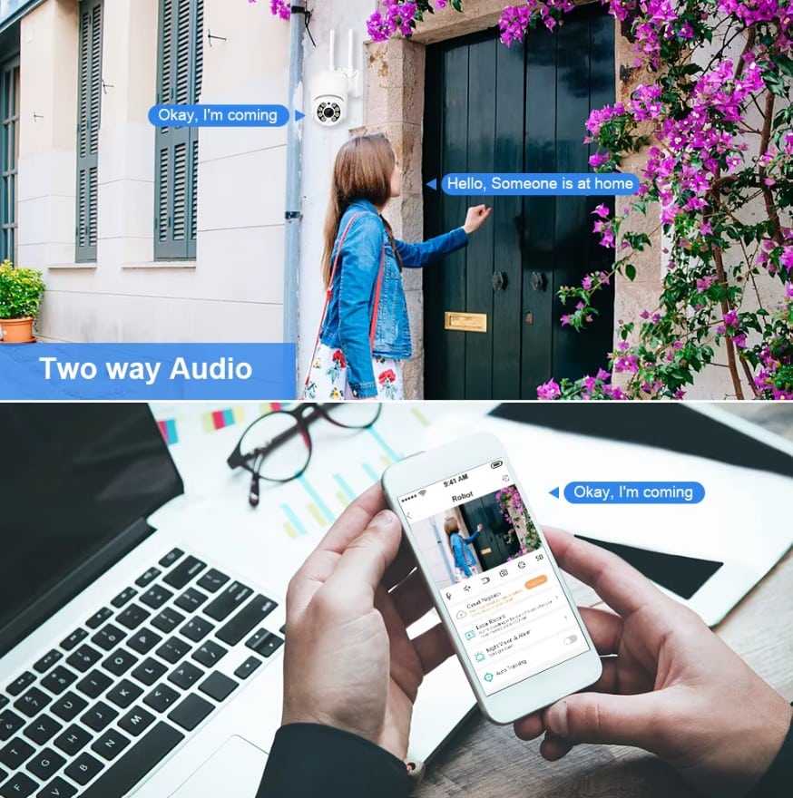 3MP TUYA WiFi PTZ Beveiligingscamera – AI Motion Tracking, Full-Color Nachtzicht & 2-Way Audio – Outdoor IP65 - Afbeelding 5