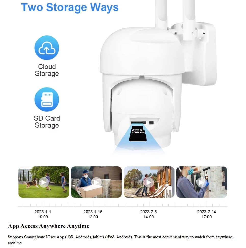 3MP TUYA WiFi PTZ Beveiligingscamera – AI Motion Tracking, Full-Color Nachtzicht & 2-Way Audio – Outdoor IP65 - Afbeelding 6