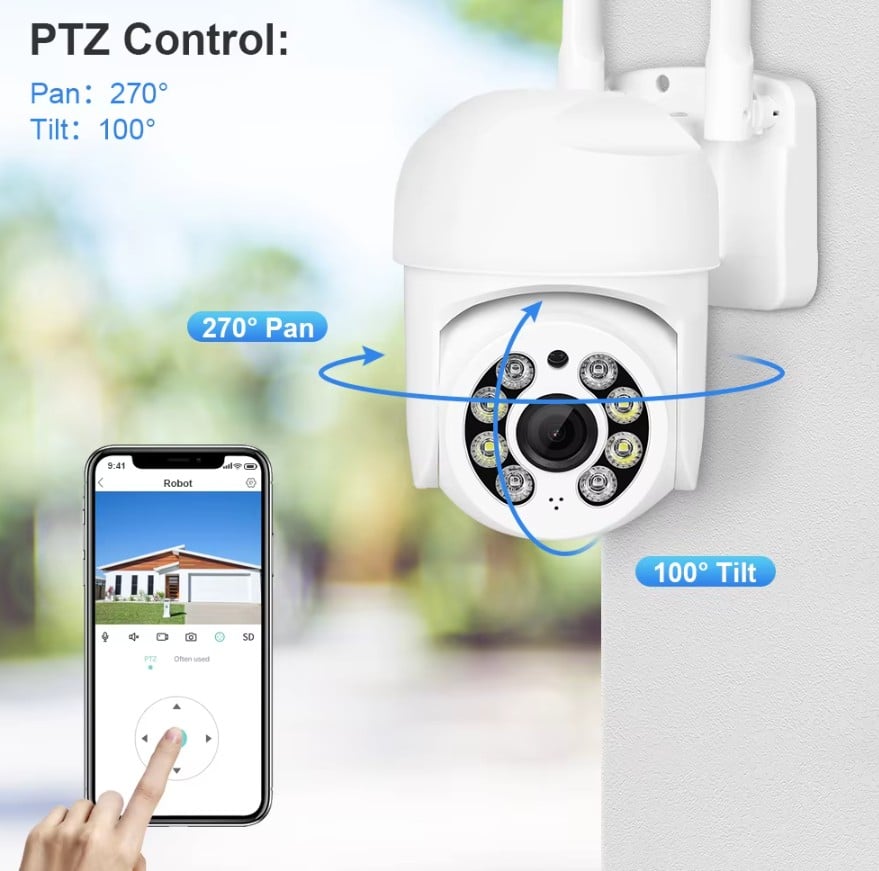 3.6mm CMOS-lens van de 3MP TUYA PTZ beveiligingscamera met wide-angle view