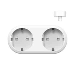 Navid Slimme Dubbele Wandcontactdoos 16A WiFi met Energiemeter – Smart Stopcontact EU – Werkt met Google Home & Alexa