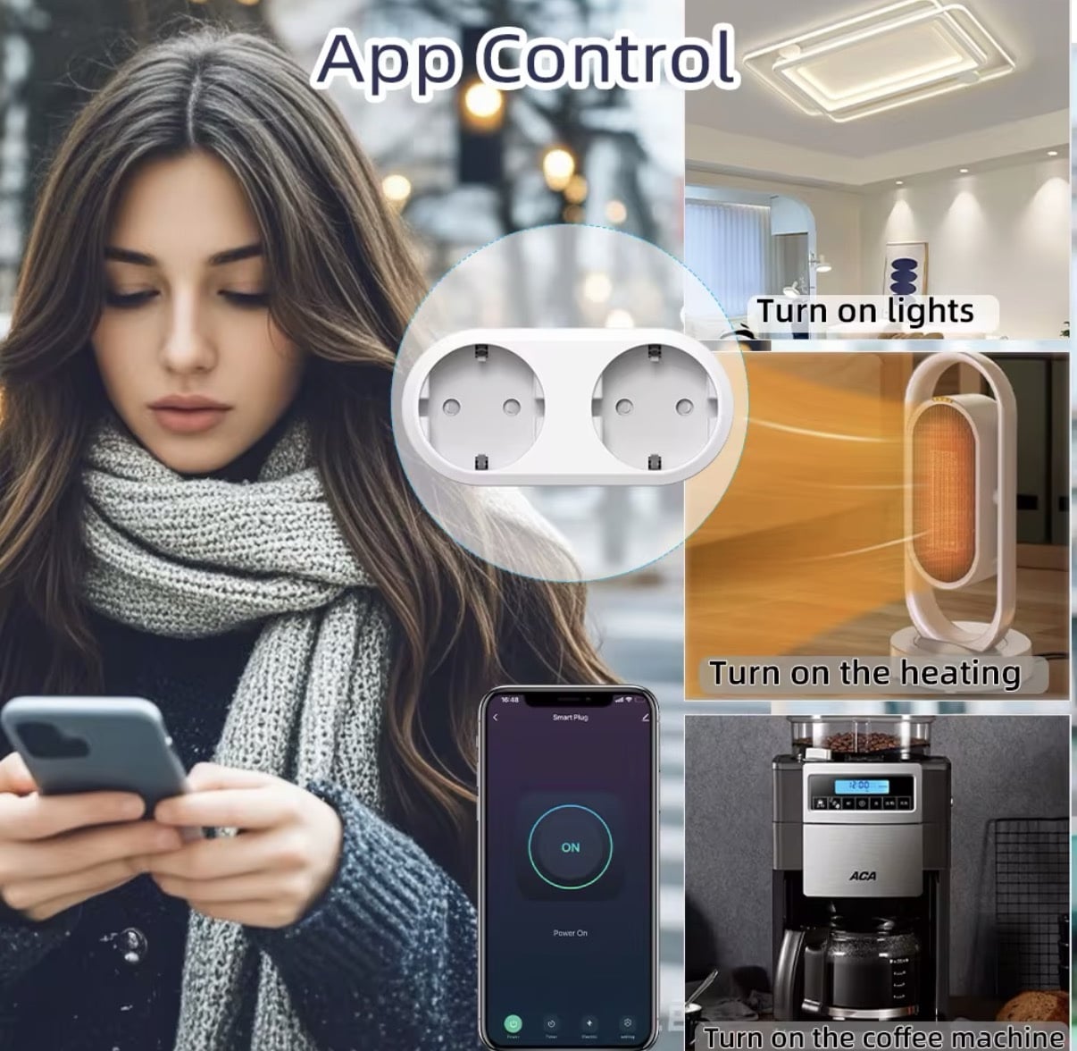 Navid Slimme Dubbele Wandcontactdoos 16A WiFi met Energiemeter – Smart Stopcontact EU – Werkt met Google Home & Alexa - Afbeelding 5