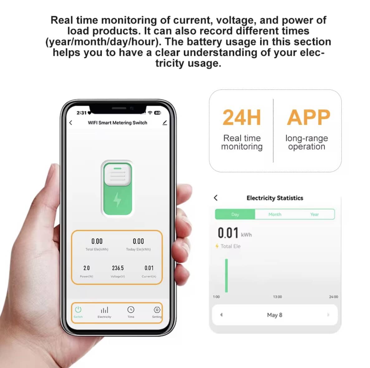 16A - 63A 1P+N WiFi Smart Switch MCB met Energiemeter – kWh Monitoring – Slimme Installatieautomaat met Overbelasting Beveiliging – Tuya - Afbeelding 2